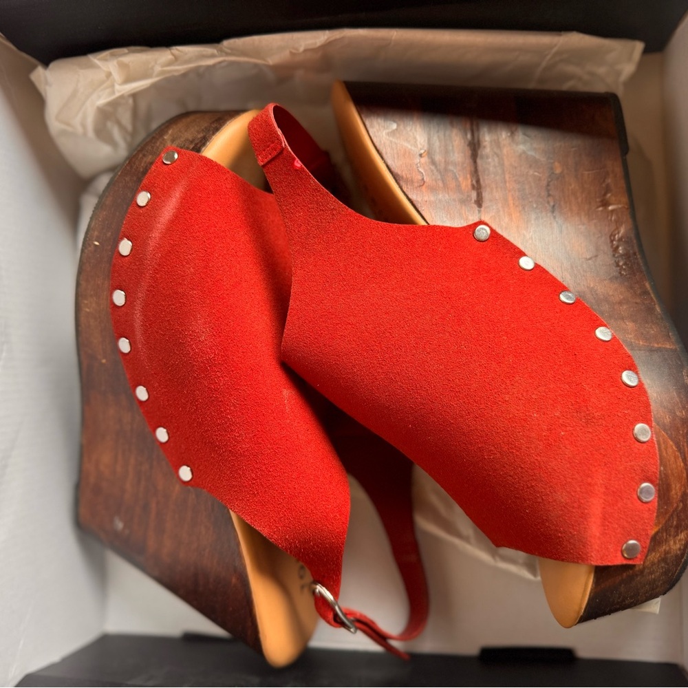 Torrid Red Suede Wedge Sandals 11 wide